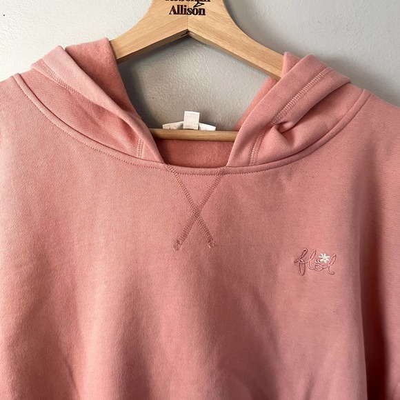 FOR LOVE & LEMONS Josie Cropped Sweatshirt in Coral Pink EUC SZ XL - Picture 5 of 16